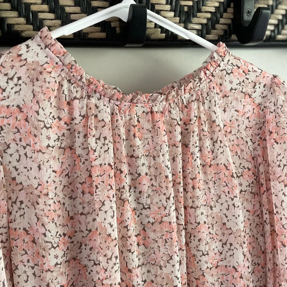 H&M Pink Floral Flowy Balloon Sleeve Boho Dress - Size Medium - Picture 8 of 12